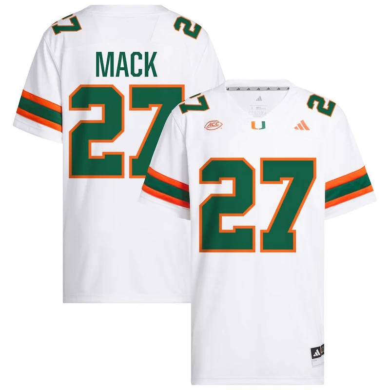 Ryan Mack Men's adidas  White Miami Hurricanes NIL Pick-A-Player White Premier Football Jersey