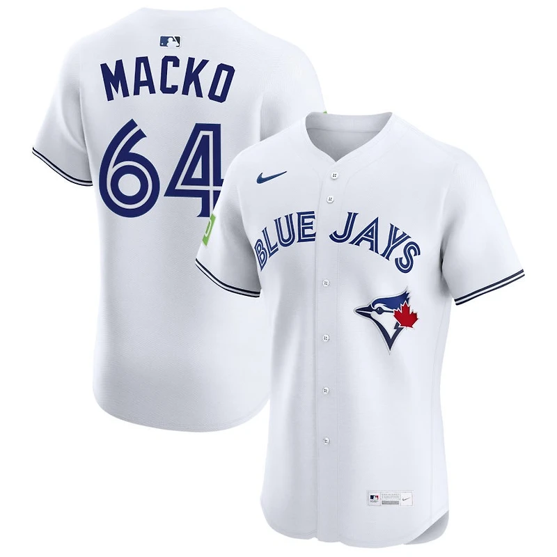 Adam Macko Men's Nike White Toronto Blue Jays Home Elite Sponsor Patch Custom Jersey