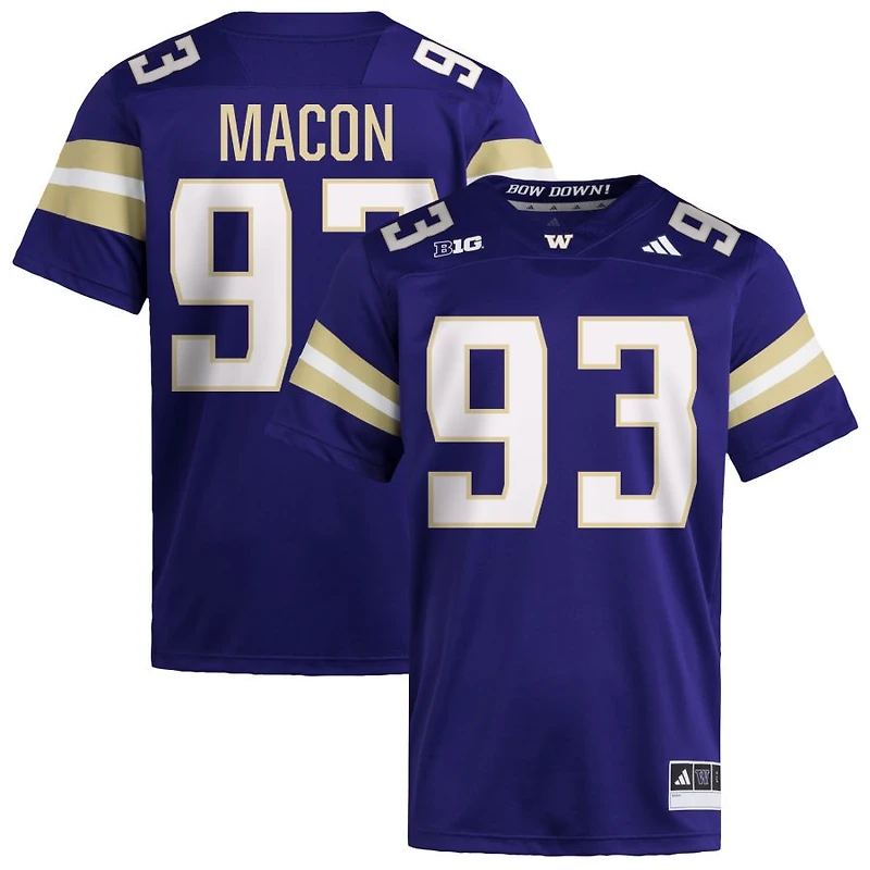 Dominic Macon Men's adidas  Purple Washington Huskies NIL Pick-A-Player Home Premier Football Jersey