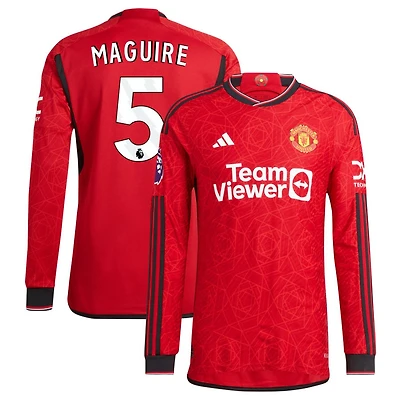 Harry Maguire Men's adidas Red Manchester United 2023/24 Home Authentic Custom Long Sleeve Jersey