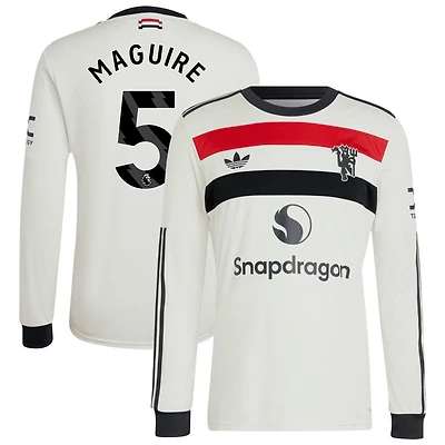 Harry Maguire Men's adidas Originals  Cream Manchester United 2024/25 Third Custom Replica Long Sleeve Jersey