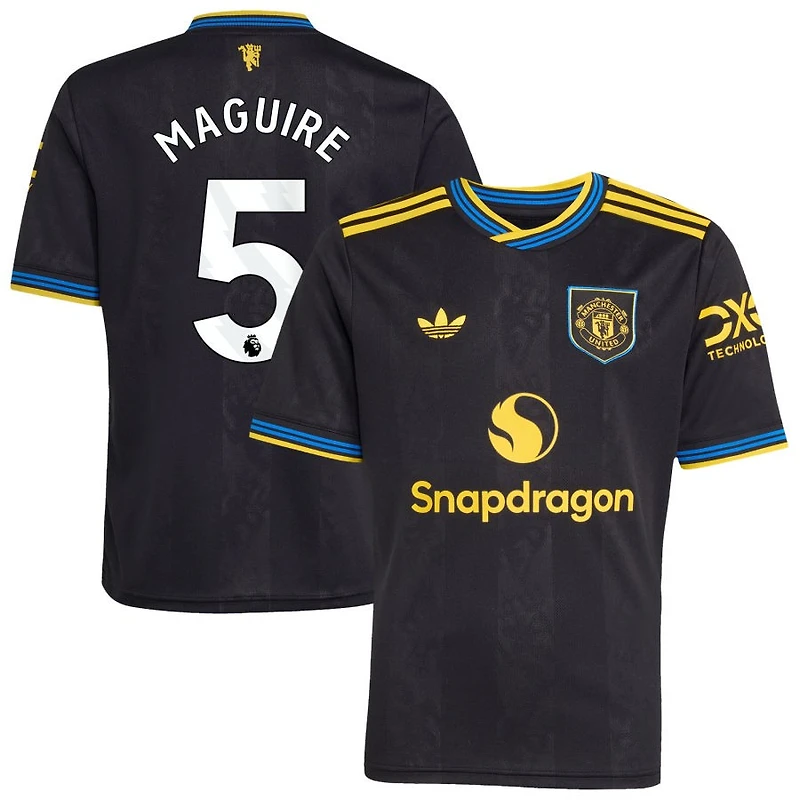 Harry Maguire Youth adidas Black Manchester United 2025/26 Third Replica Custom Jersey