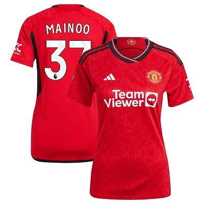 Kobbie Mainoo Women's adidas  Red Manchester United 2023/24 Home Replica Custom Jersey
