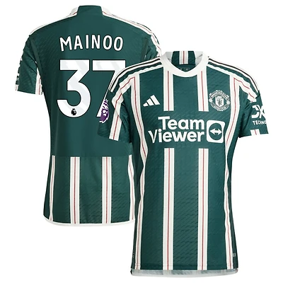 Kobbie Mainoo Men's adidas Green Manchester United 2023/24 Away Authentic Custom Jersey
