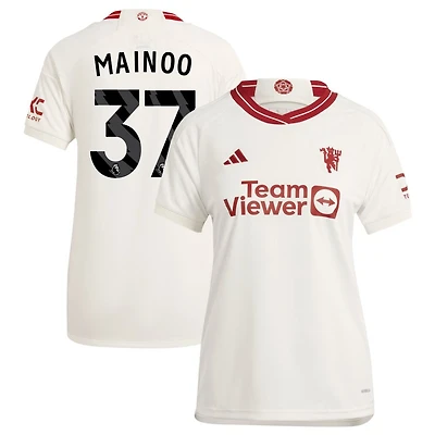 Kobbie Mainoo Women's adidas  White Manchester United 2023/24 Third Replica Custom Jersey
