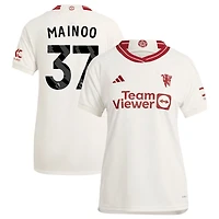 Kobbie Mainoo Women's adidas  White Manchester United 2023/24 Third Replica Custom Jersey