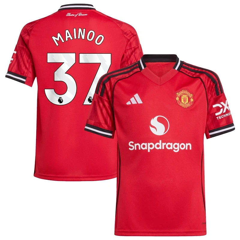 Kobbie Mainoo Youth adidas Red Manchester United Home 2025/26 Custom Replica Jersey
