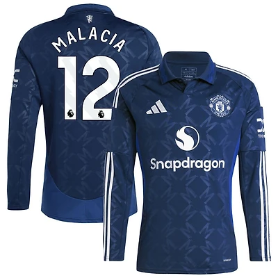 Tyrell Malacia Men's adidas  Navy Manchester United 2024/25 Away Replica Long Sleeve Custom Jersey