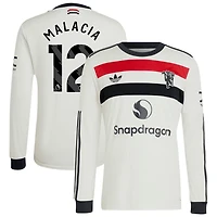Tyrell Malacia Men's adidas Originals  Cream Manchester United 2024/25 Third Custom Replica Long Sleeve Jersey