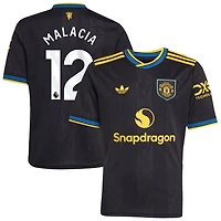 Tyrell Malacia Youth adidas  Black Manchester United 2025/26 Third Replica Custom Jersey