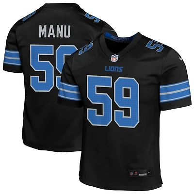 Giovanni Manu Youth Nike Black Detroit Lions Alternate Custom Game Jersey