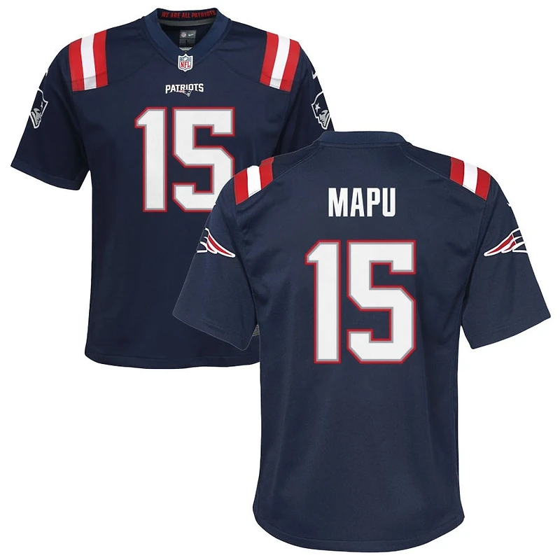 Marte Mapu Youth Nike Navy New England Patriots Custom Game Jersey