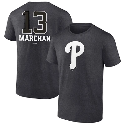 Men's Charcoal Philadelphia Phillies Personalized Monochrome Name & Number T-Shirt