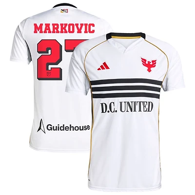 Nikola Markovic Men's adidas White D.C. United 2025 Third Replica Custom Jersey