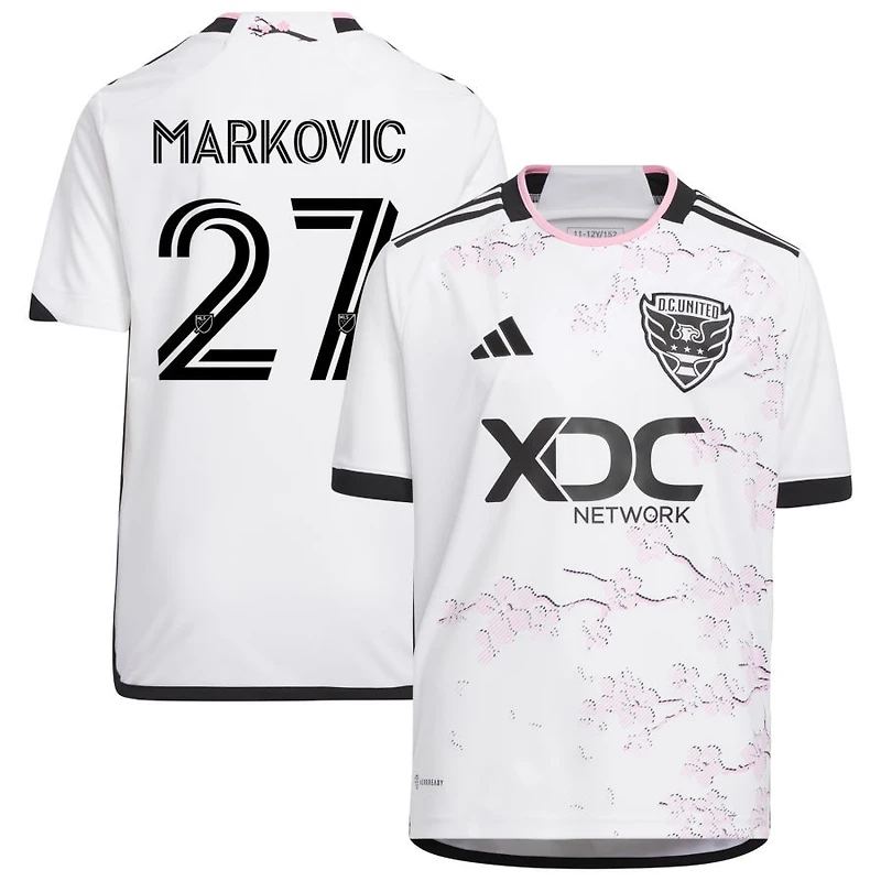 Nikola Markovic Youth adidas White D.C. United 2023 The Cherry Blossom Kit Replica Custom Jersey