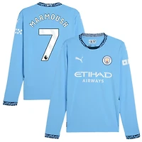 Omar Marmoush Men's Puma Light Blue Manchester City 2024/25 Home Replica Long Sleeve Custom Jersey