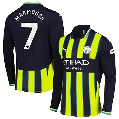 Omar Marmoush Men's Puma Navy Manchester City 2024/25 Away Replica Long Sleeve Custom Jersey
