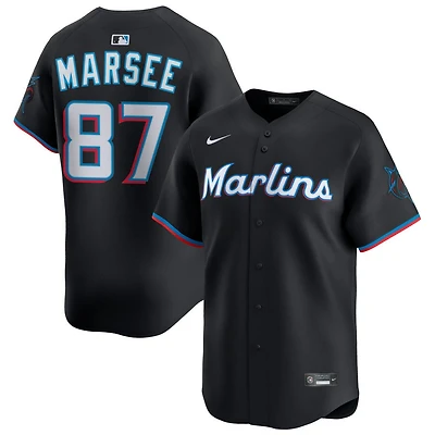 Jakob Marsee Men's Nike Black Miami Marlins Alternate Limited Custom Jersey