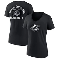 Women's Black Miami Dolphins Personalized Name & Number Monochrome V-Neck T-Shirt