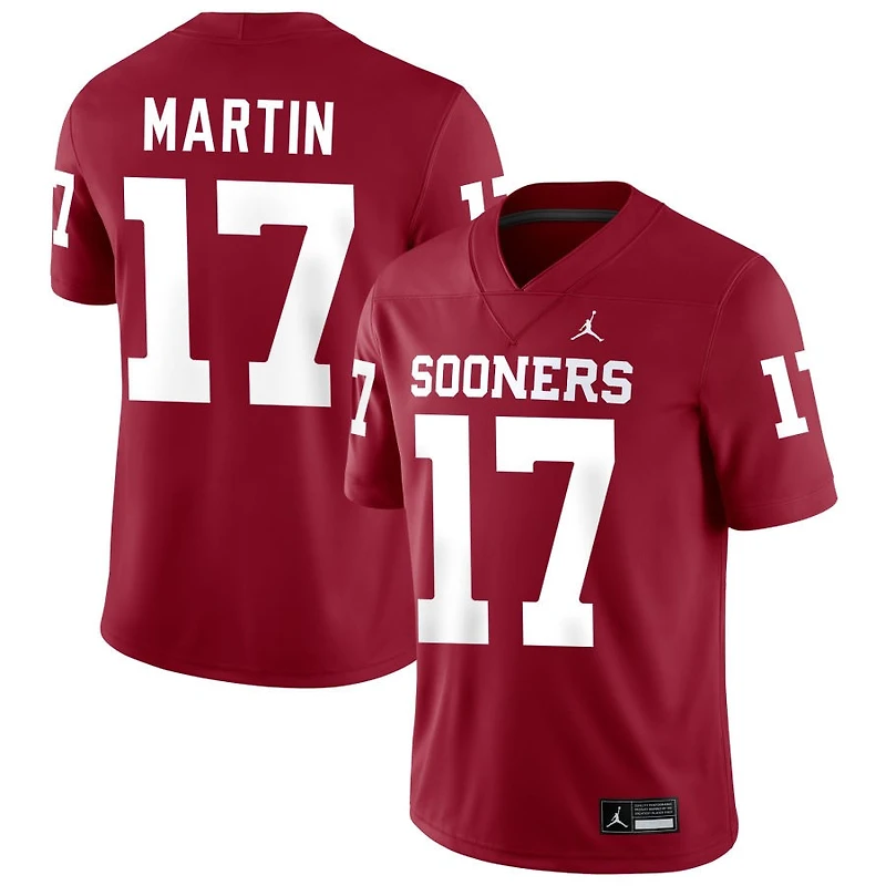 Josiah Martin Men's Jordan Brand Crimson Oklahoma Sooners NIL Pick-A-Player Football Replica Jersey
