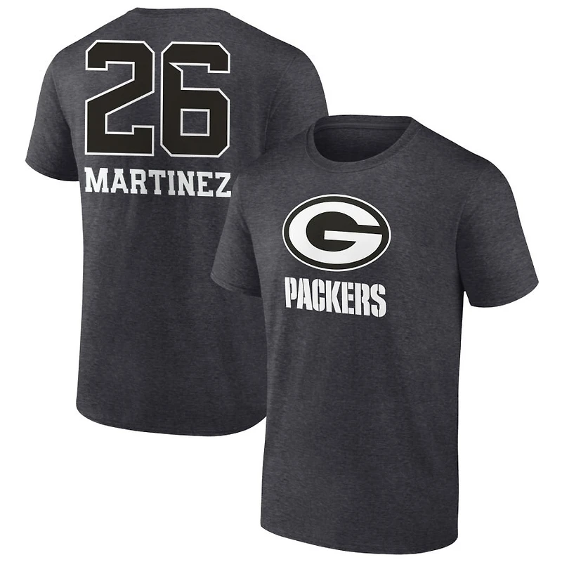 Men's Charcoal Green Bay Packers Personalized Name & Number Monochrome T-Shirt