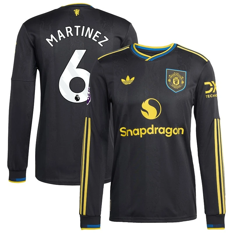 Lisandro Martinez Men's adidas  Black Manchester United 2025/26 Third Authentic Long Sleeve Custom Jersey