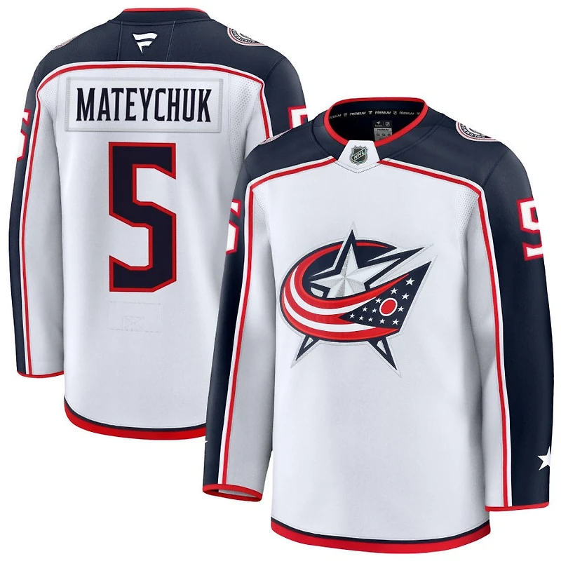 Denton Mateychuk Men's Fanatics White Columbus Blue Jackets Away Premium Custom Jersey
