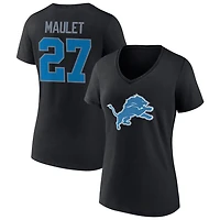 Women's Black Detroit Lions Team Authentic Personalized Name & Number V-Neck T-Shirt