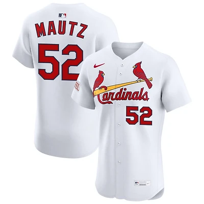 Brycen Mautz Men's Nike White St. Louis Cardinals Home Elite Sponsor Patch Custom Jersey