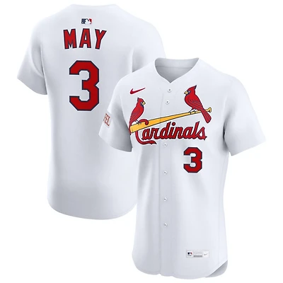 Dustin May Men's Nike White St. Louis Cardinals Home Elite Sponsor Patch Custom Jersey