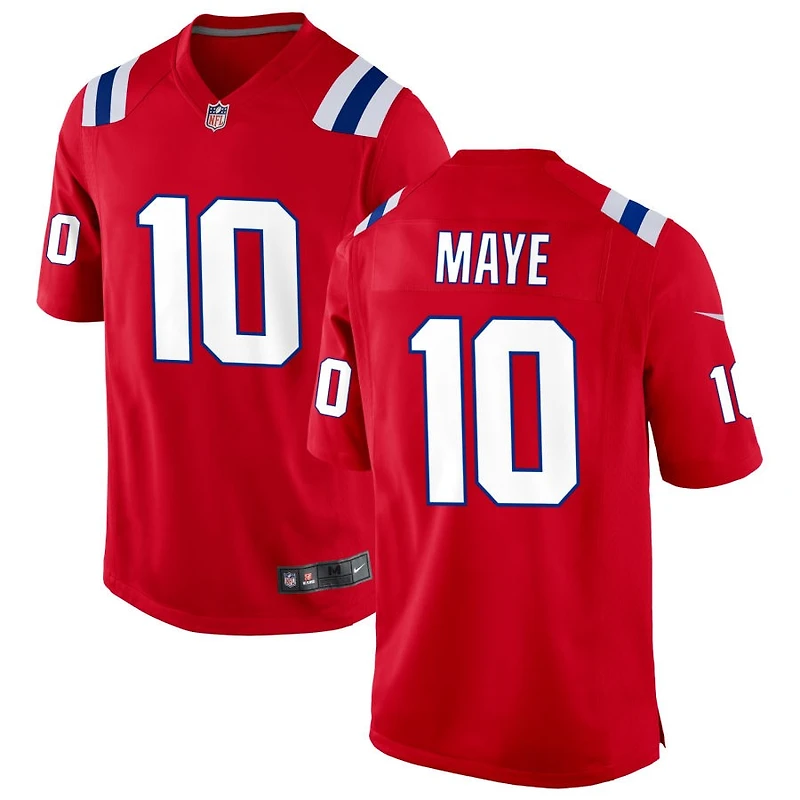 Drake Maye Men's Nike Red New England Patriots Alternate Custom Jersey