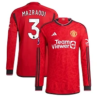 Noussair Mazraoui Men's adidas  Red Manchester United 2023/24 Home Authentic Custom Long Sleeve Jersey