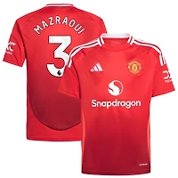 Noussair Mazraoui Youth adidas Red Manchester United 2024/25 Home Replica Custom Jersey