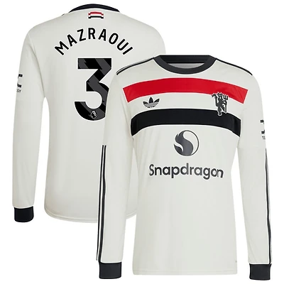 Noussair Mazraoui Men's adidas Originals  Cream Manchester United 2024/25 Third Custom Replica Long Sleeve Jersey