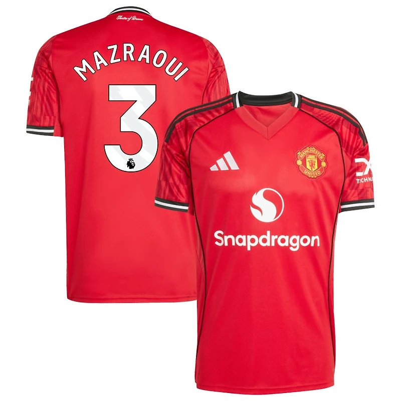 Noussair Mazraoui Men's adidas Red Manchester United Home 2025/26 Custom Replica Jersey