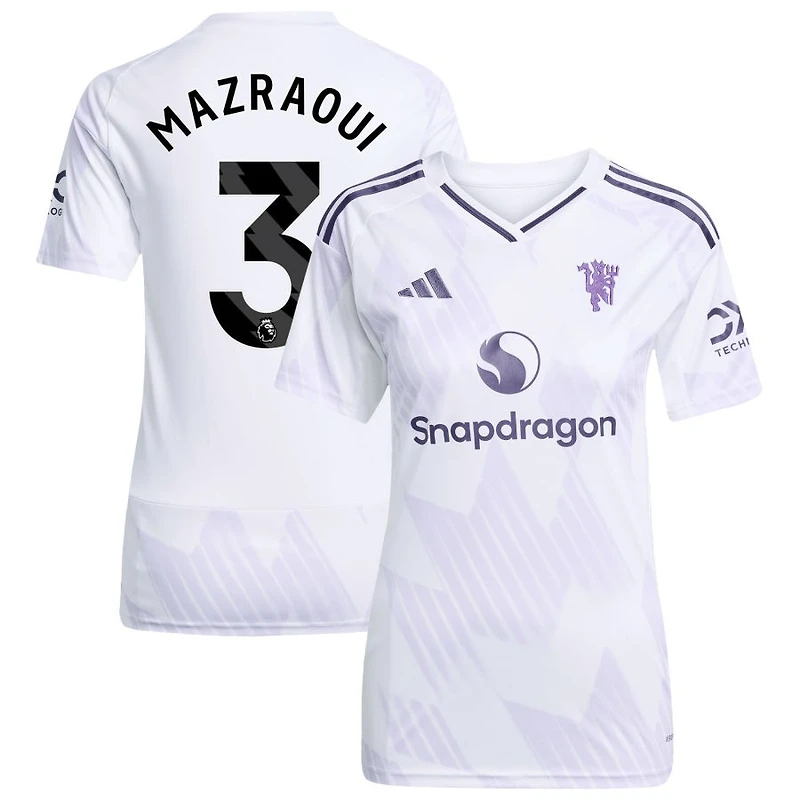 Noussair Mazraoui Women's adidas White Manchester United 2025/26 Away Replica Custom Jersey