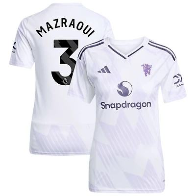 Noussair Mazraoui Women's adidas White Manchester United 2025/26 Away Replica Custom Jersey
