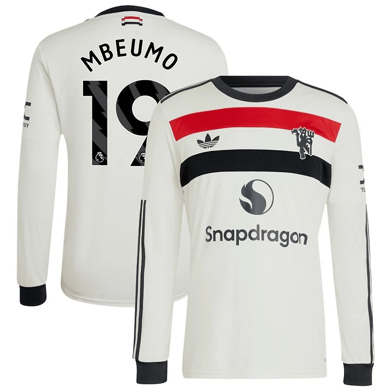 Bryan Mbeumo Men's adidas Originals  Cream Manchester United 2024/25 Third Custom Replica Long Sleeve Jersey