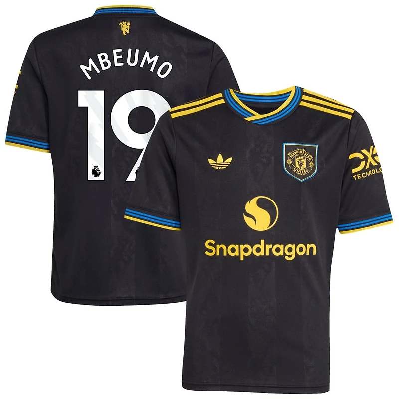 Bryan Mbeumo Youth adidas  Black Manchester United 2025/26 Third Replica Custom Jersey