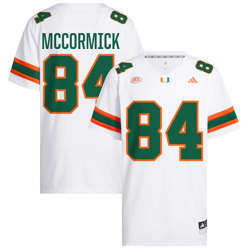Cam McCormick Men's adidas  White Miami Hurricanes NIL Pick-A-Player White Premier Football Jersey