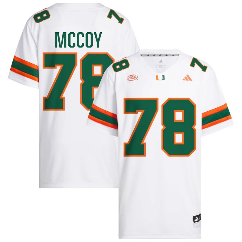 Matthew McCoy Men's adidas  White Miami Hurricanes NIL Pick-A-Player White Premier Football Jersey