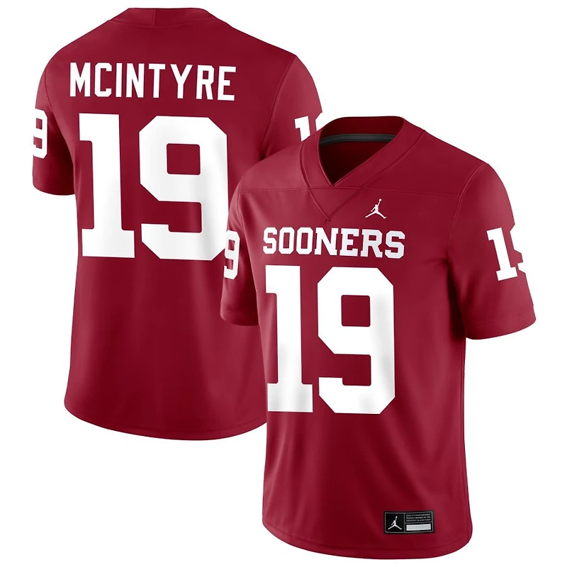 Kade McIntyre Men's Jordan Brand Crimson Oklahoma Sooners NIL Pick-A-Player Football Replica Jersey