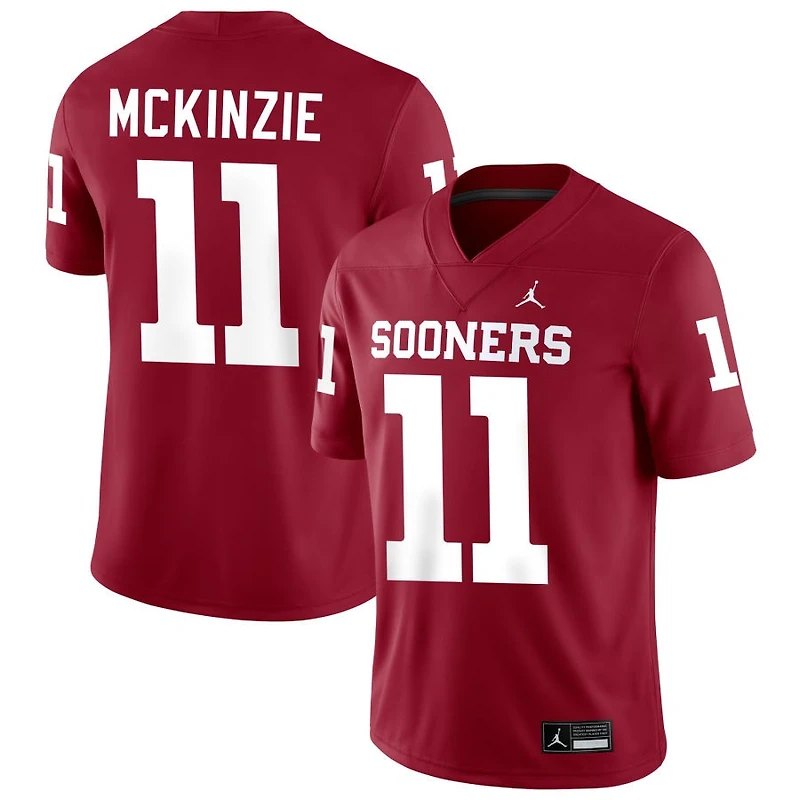 Kobie McKinzie Men's Jordan Brand Crimson Oklahoma Sooners NIL Pick-A-Player Football Replica Jersey