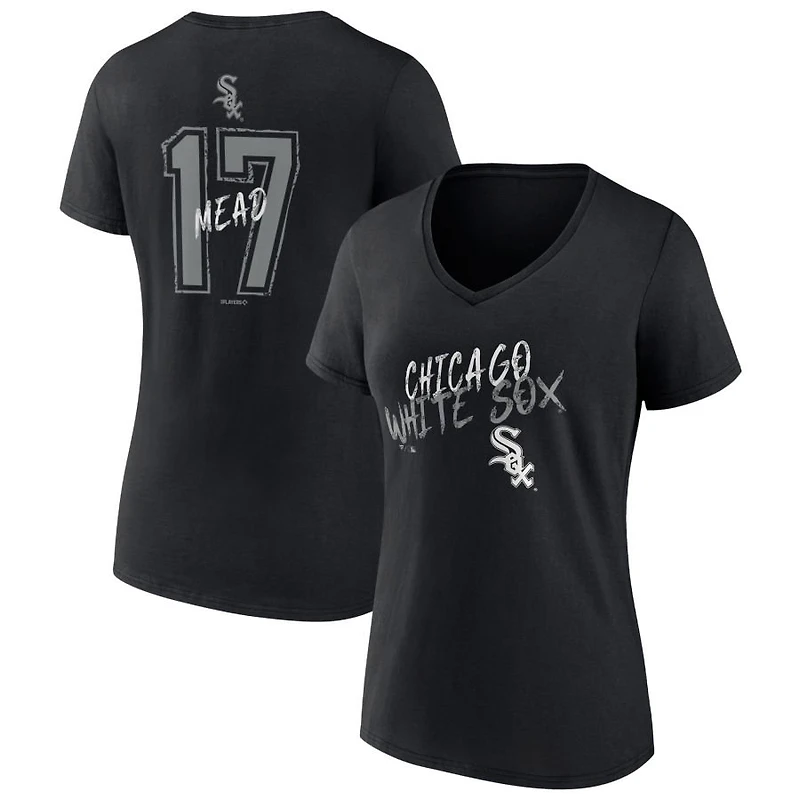 Women's Black Chicago White Sox Hustle Personalized Name & Number V-Neck T-Shirt
