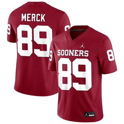 Eli Merck Men's Jordan Brand Crimson Oklahoma Sooners NIL Pick-A-Player Football Replica Jersey