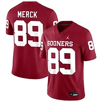 Eli Merck Men's Jordan Brand Crimson Oklahoma Sooners NIL Pick-A-Player Football Replica Jersey