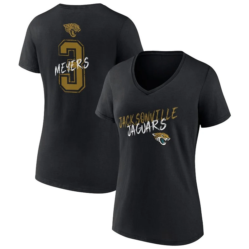 Women's Black Jacksonville Jaguars Hustle Personalized Name & Number V-Neck T-Shirt