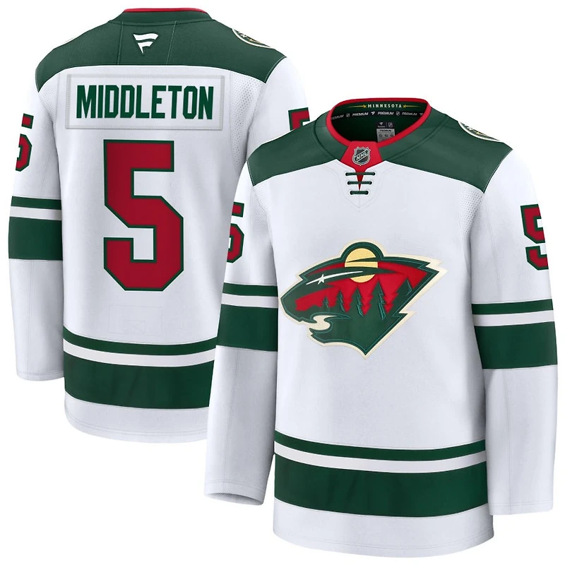 Jake Middleton Men's Fanatics White Minnesota Wild Away Premium Custom Jersey