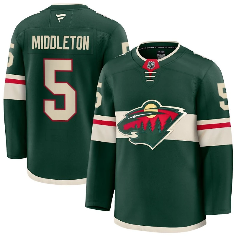 Jake Middleton Men's Fanatics Green Minnesota Wild Home Premium Custom Jersey