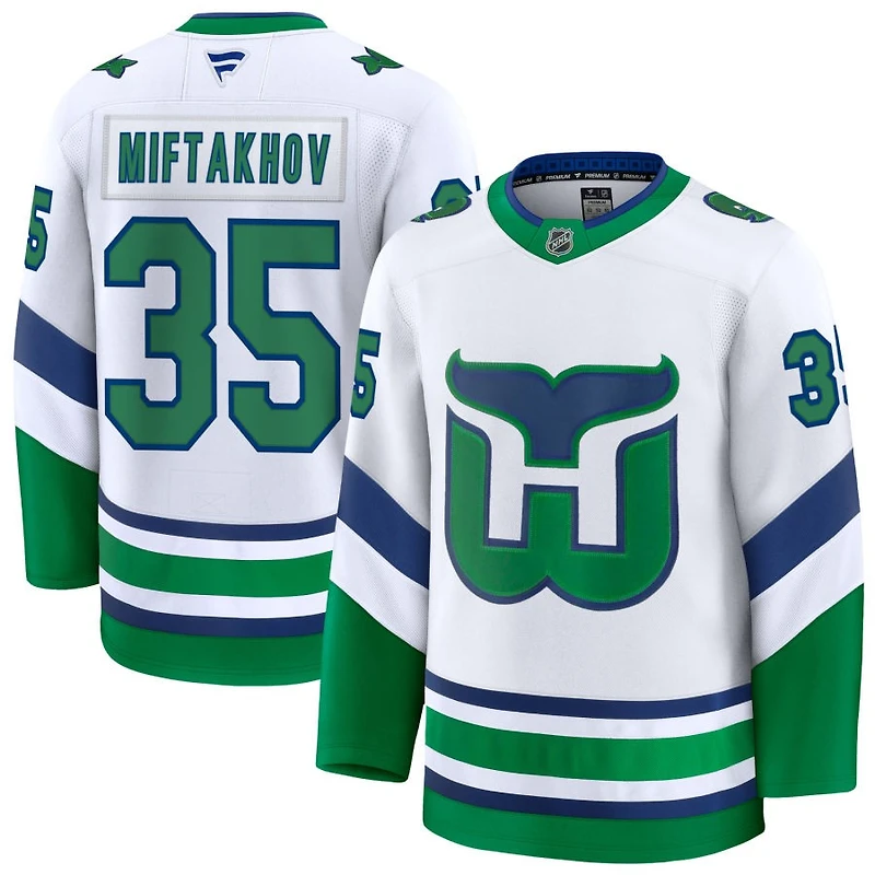 Amir Miftakhov Men's Fanatics White Carolina Hurricanes Throwback Premium Custom Jersey
